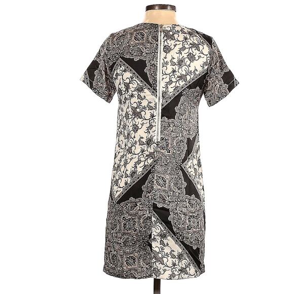VICI Black White Paisley Mini Dress Small Patchwork Neutral Chic Quiet Luxury - Picture 3 of 6